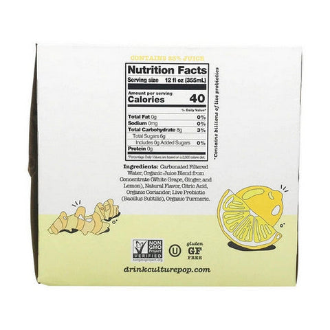 Culture Pop, Ginger Lemon Soda, 12 Oz X 4 Count (Case Of 6)