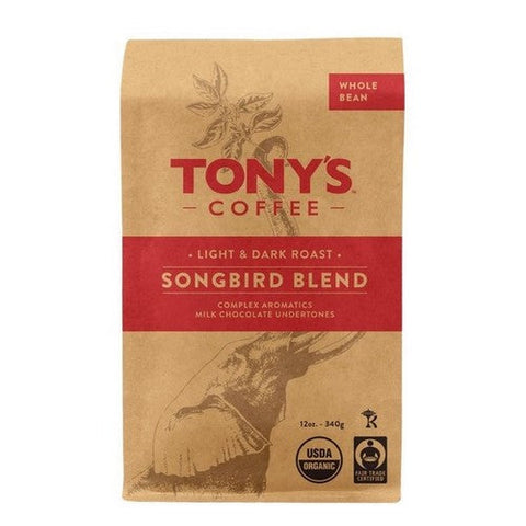 Tonys Coffee, Songbird Blend Whole Beanmedium Roast, 12 Oz (Case Of 6) Tonys Coffee