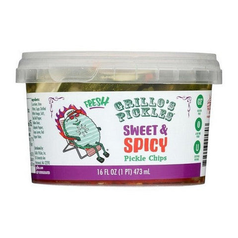 Grillo's Pickles, Fresh Sweet And Spicy Chips, 16 Oz (Case Of 6) Grillo's Pickles