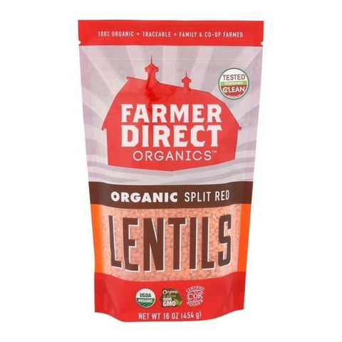 Farmer Direct Foods, Organic Split Red Lentils, 16 Oz (Case Of 6) Farmer Direct Foods