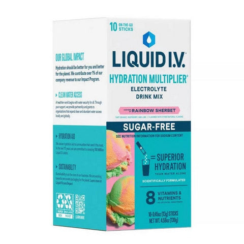 Liquid I.V, Hydration Multiplier Vegan Powder Rainbow Sherbert, 10 Count Liquid I.V
