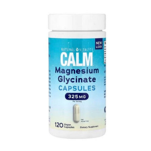 Natural Vitality, Calm Magnesium Glycinate Vegan Capsules, 120 Count Natural Vitality