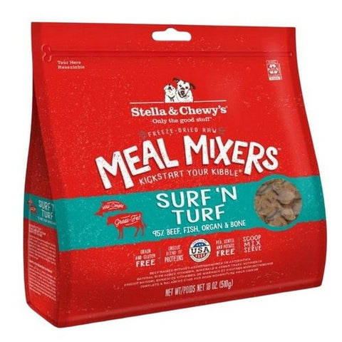 Freeze Dried Raw Surf & Turf Meal Mixer Dog Food Topper for Small & Large Breeds Protein Rich 18 Oz by Stella & Chewy's