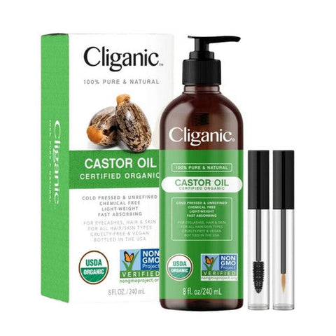 Cliganic, Dose of Intense Moisture Organic Castor Oil Lash And Brow Set, 8 Oz Cliganic