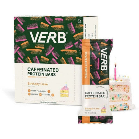 Verb Energy, Birthday Cake Caffeinated Protein Bars, 12 Count Verb Energy