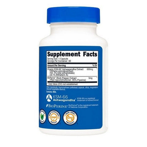 Nutricost, Ksm-66 Ashwagandha Root Extract, 600 Mg, 30 Caps Nutricost