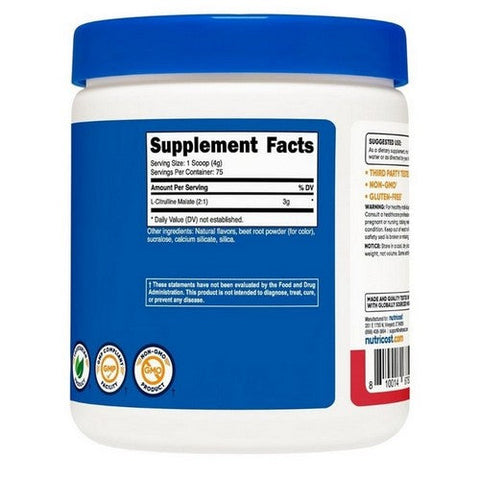 Nutricost, L-Citrulline Malate (2:1) Powder Strawberry Kiwi, 300 Grams Nutricost