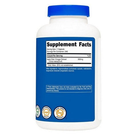 Nutricost, Apple Cider Vinegar Capsules, 500 Mg, 240 COunt Nutricost