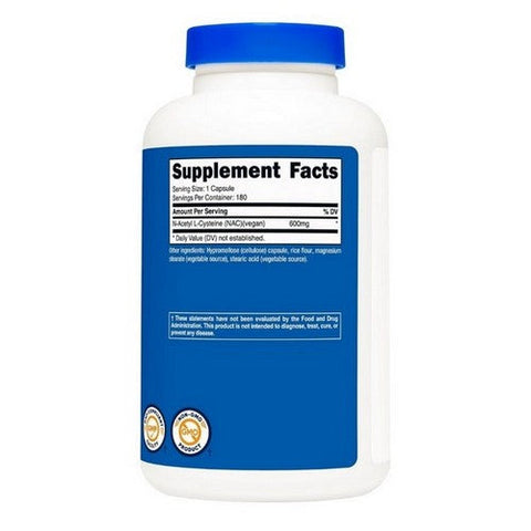 Nutricost, N-Acetyl L-Cysteine NAC Capsules, 600 Mg, 180 Count Nutricost