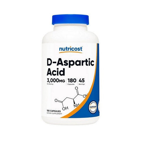 Nutricost, D-Aspartic Acid Capsules, 3000 Mg, 180 Count Nutricost