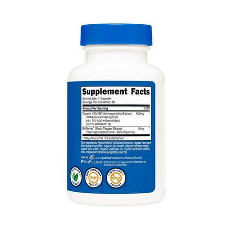 Nutricost, KSM-66 Capsules, 600 Mg, 60 Count Nutricost