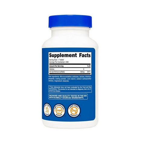 Nutricost, Iron Ferrous Sulfate Tablets, 65 Mg, 240 Count Nutricost