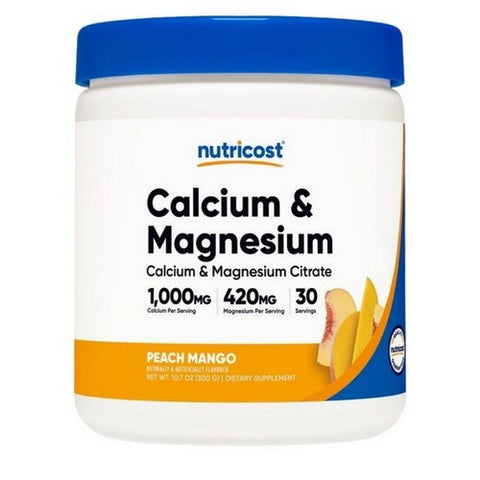 Nutricost, Calcium Citrate Magnesium Citrate Powder Peach Mango, 1000 Mg/420 Mg, 30 Serving Nutricost