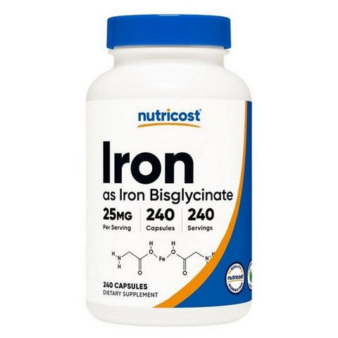 Nutricost, Iron Bisglycinate Capsules, 25 Mg, 240 Count Nutricost