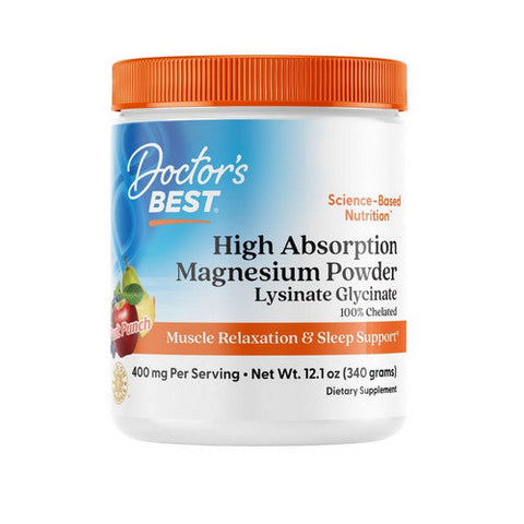 Doctors Best, High Absorption Magnesium Powder Lysinate Glycinate 100% Chelated, 400 Mg, 12.1 Oz Doctors Best