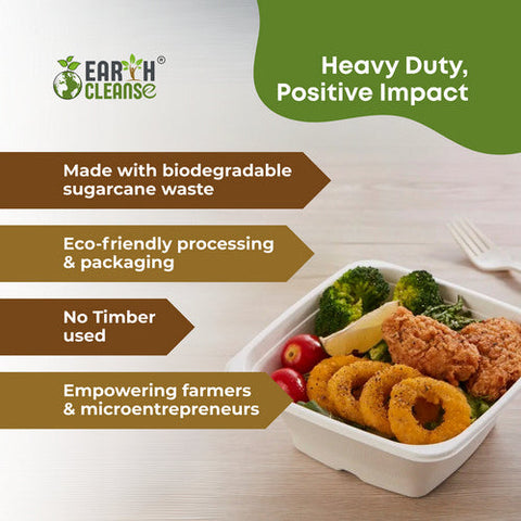 Earth Cleanse, Square Bagasse Bowls Premium, 3200 Pack (160 Ml / 5.4 Oz) Earth Cleanse