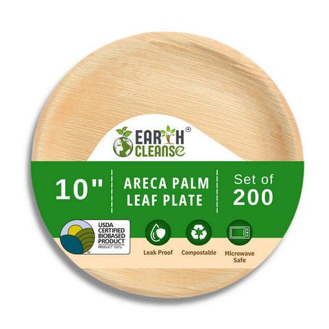 Earth Cleanse, Areca Palm Leaf Round Plates 10 Inches, Pack of 200 Earth Cleanse