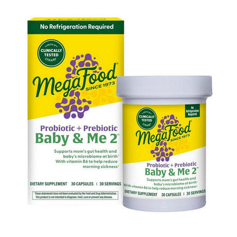 MegaFood, Baby And Me 2 Prenatal Probiotic + Prebiotic, 30 Capsules MegaFood