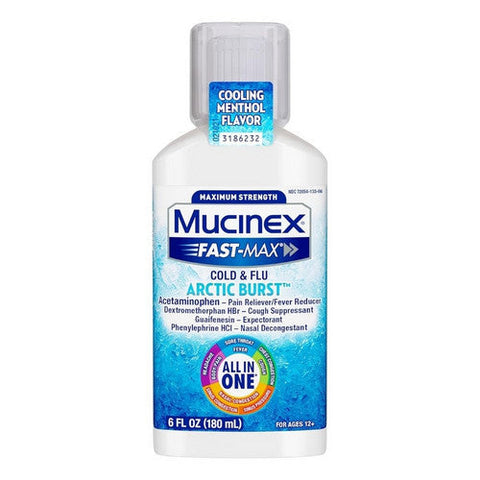Mucinex, Fast Max Cold Flu And Sore Throat Clear And Cool Liquid, 6 Oz Mucinex