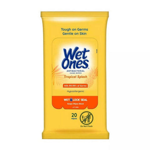 Wet Ones, Antibacterial Hand Wipes Travel Pack Tropical Splash, 20 Count Wet Ones
