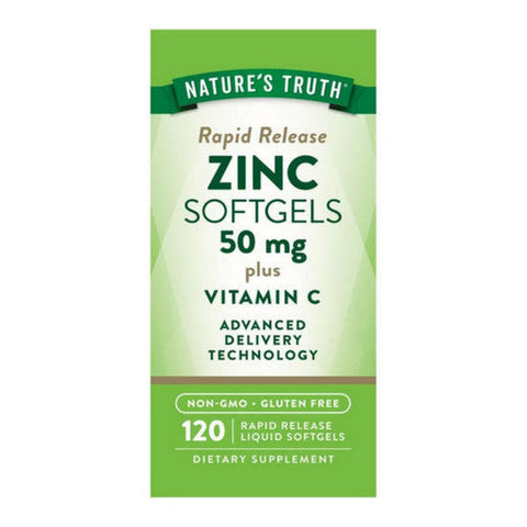 Nature's Truth, Zinc Plus Vitamin C Rapid Release Liquid, 50 Mg, 120 Softgels Nature's Truth