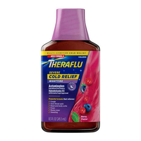 Theraflu, Expressmax Severe Cold And Cough Liquid Nighttime Berry, 8.3 Oz Theraflu
