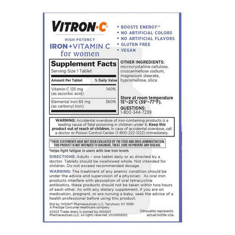 Vitron-C, Women's Iron With Vitamin C Immune Support, 60 Count Vitron-C