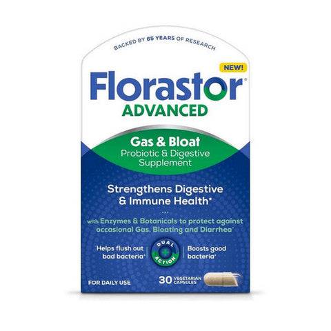 Florastor, Advanced Digestive Gas And Bloat Capsule, 30 Count Florastor