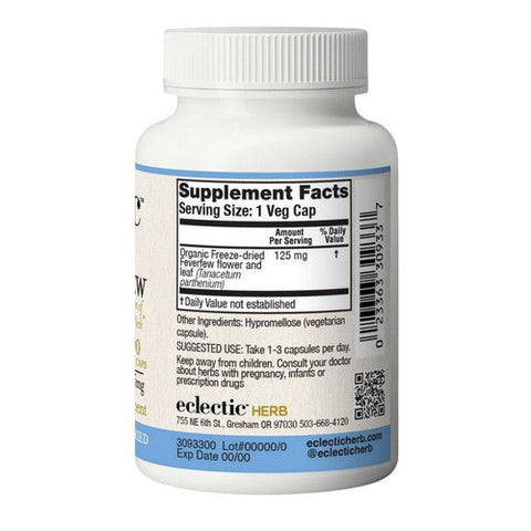 Eclectic Herb, Feverfew, 125 Mg, 90 Caps Eclectic Herb