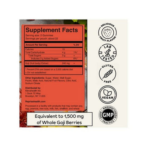 Reprise, Goji Berry Gummies, Blueberry 45 Count Reprise