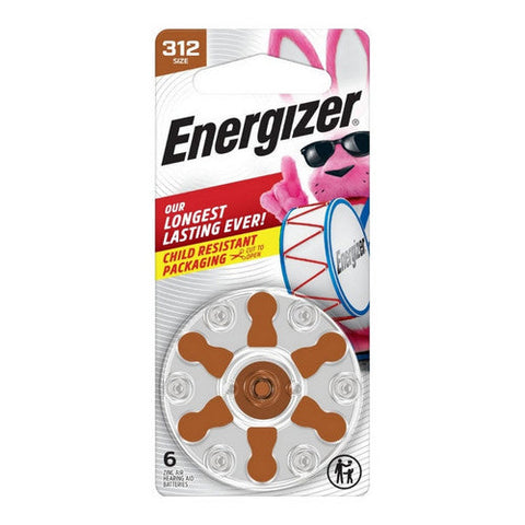 Energizer, Hearing Aid Batteries Size 312 Brown, 6 Count Energizer