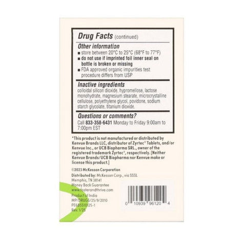 Foster And Thrive, All Day Allergy Cetirizine HCI, 10 Mg, 300 Tabs Foster And Thrive