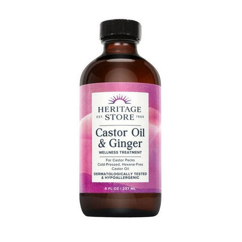 Heritage Store, Castor Oil And Ginger Liquid, 8 Oz Heritage Store