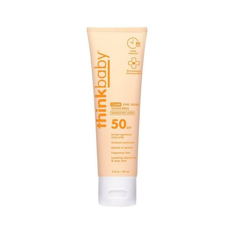 Thinkbaby, Thinkbaby Clear Zinc Sunscreen For Sensitive Skin SPF 50, 3 Oz Thinkbaby