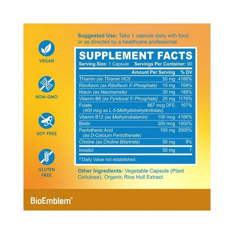BioEmblem, Vitamin B-Complex, 90 Veg Caps BioEmblem