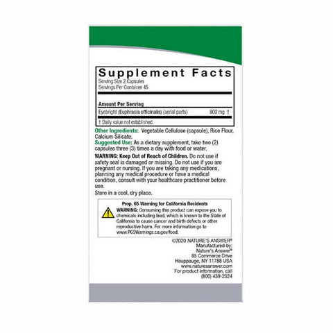 Nature's Answer, Eyebright Herb, 800 Mg, 90 Veg Caps Nature's Answer