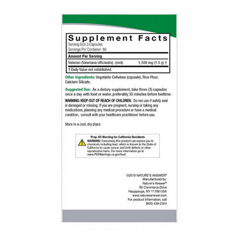 Nature's Answer, Valerian Root, 1500 Mg, 180 Veg Caps Nature's Answer