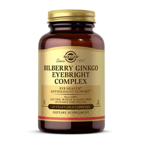 Solgar, Bilberry Ginkgo Eyebright Complex Vegetable Capsules, 60 V Caps Solgar