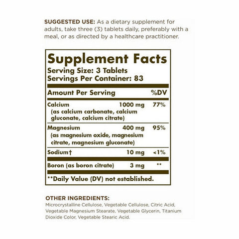 Solgar, Calcium Magnesium Plus Boron, 250 Tabs Solgar