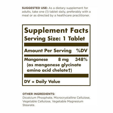 Solgar, Chelated Manganese Tablets, 100 Tabs Solgar