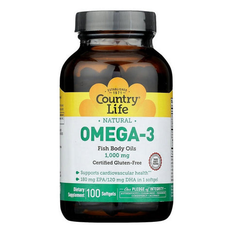 Country Life, Omega 3 Fish Body Oils, 1000 MG, 100 Sftgls Country Life