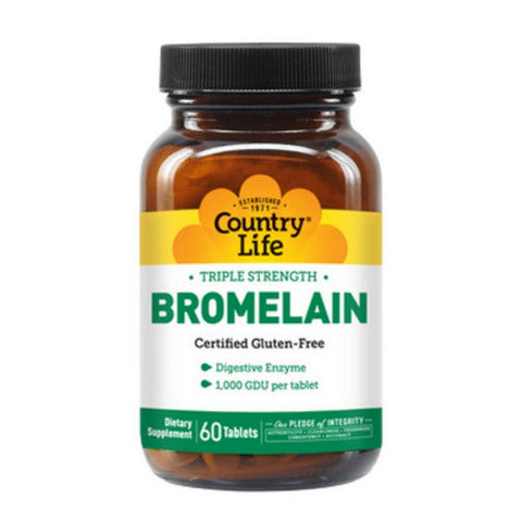 Country Life, Triple Strength Bromelain, 1000 GDU, 60 Tabs Country Life