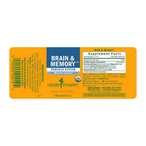Herb Pharm, Brain & Memory Tonic, 1 oz Herb Pharm