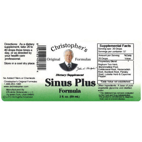 Dr. Christophers Formulas, Sinus Plus Extract, 2 OZ Dr. Christophers Formulas