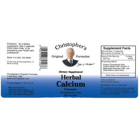 Dr. Christophers Formulas, Herbal Calcium, 100 Vegicaps Dr. Christophers Formulas