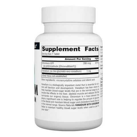 Source Naturals, Vanadium With Chromium, 180 Tabs Source Naturals