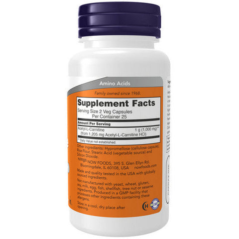 Now Foods, Acetyl-L Carnitine, 500 Mg, 50 Veg Caps Now Foods
