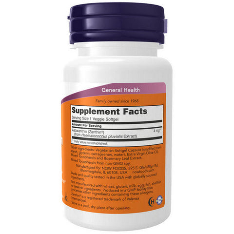 Now Foods, Astaxanthin, 4 mg, 60 Veg Softgels Now Foods
