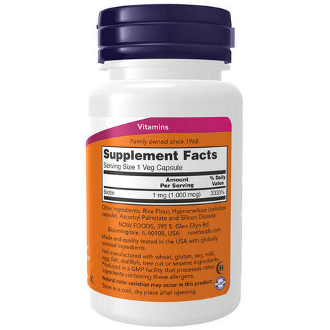 Now Foods, Biotin, 1000 mcg, 100 Caps Now Foods