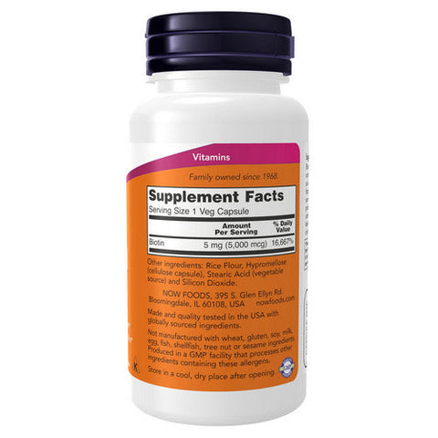 Now Foods, Biotin, 5000 mcg, 60 Veg Caps Now Foods